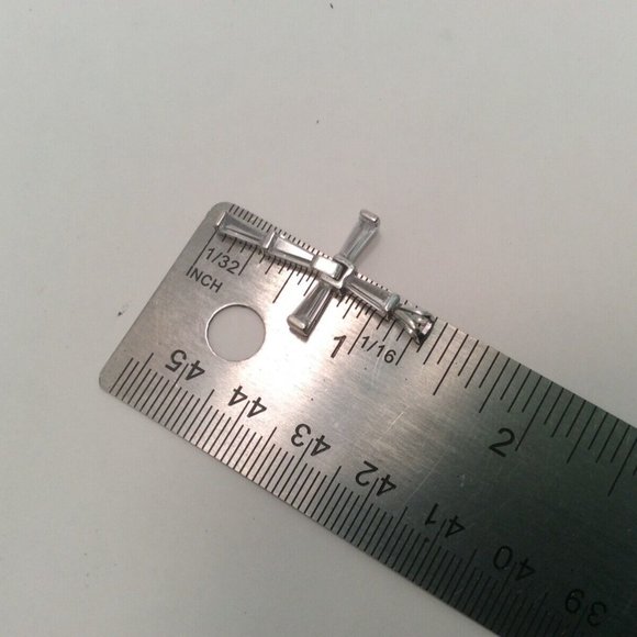 .925 Sterling Silver Movable Cross Baguette CZ Religious Fancy Charm pendant - Picture 8 of 8